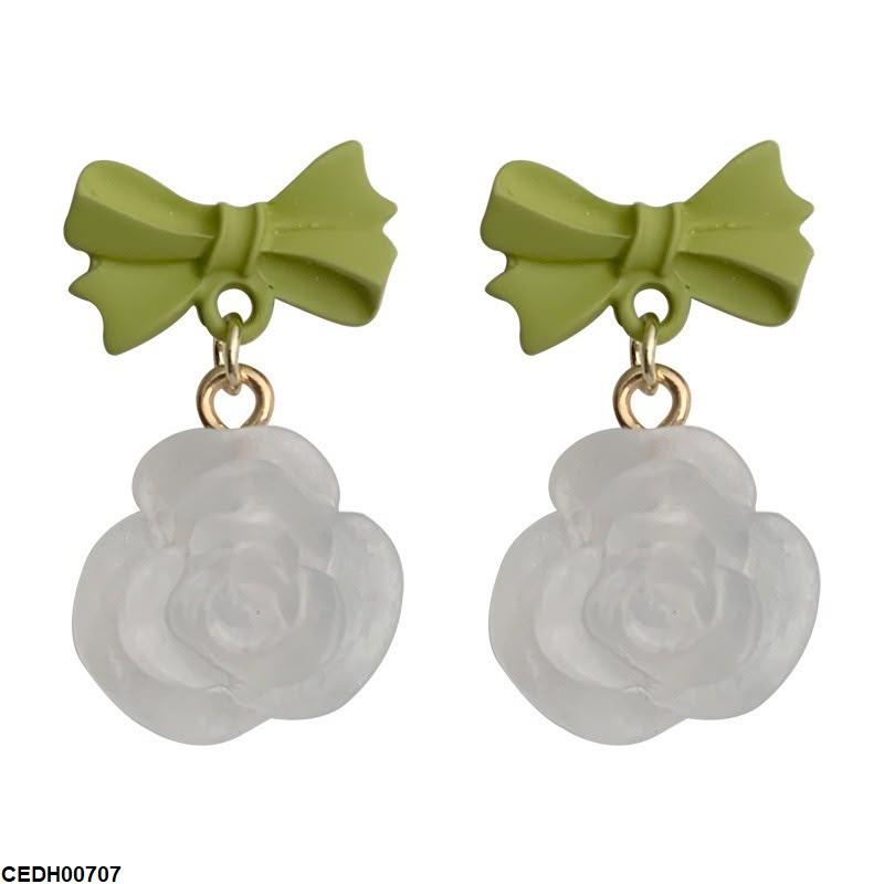 CEDH00707 YQG Bow Flower Drop Earrings - CEDH