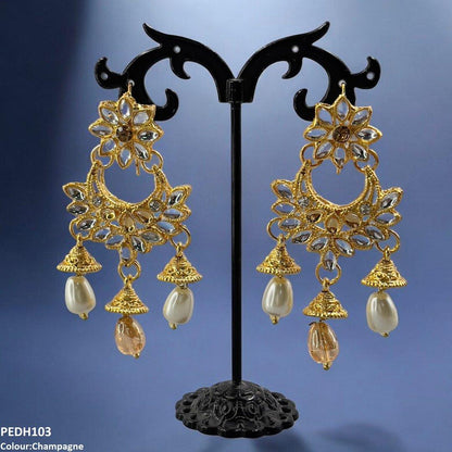 PEDH103 FRN Jhumki Pearl Drop Earrings