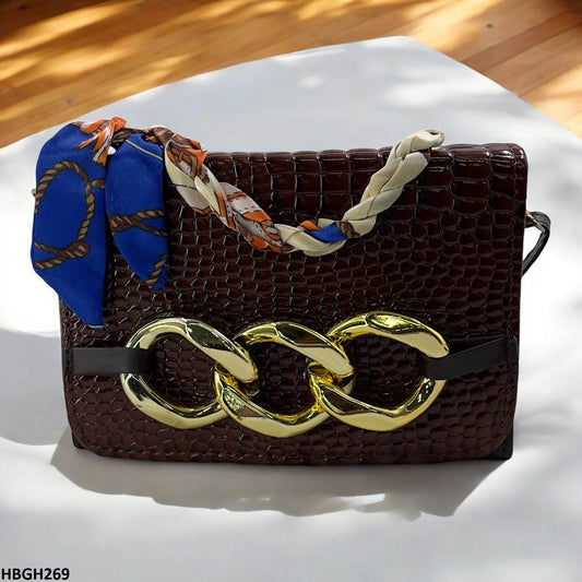 HBGH269-CYG HBGH269 CYG Silk Scarf Linked Chain Bag
