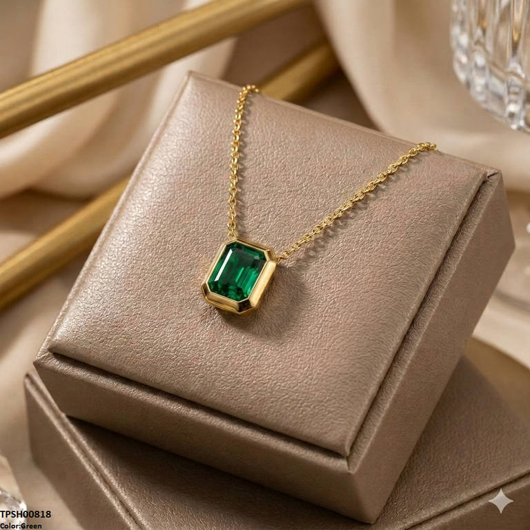 TPSH00818 MSJ Stainless Steel Rectangle Drop Pendant - TPSH