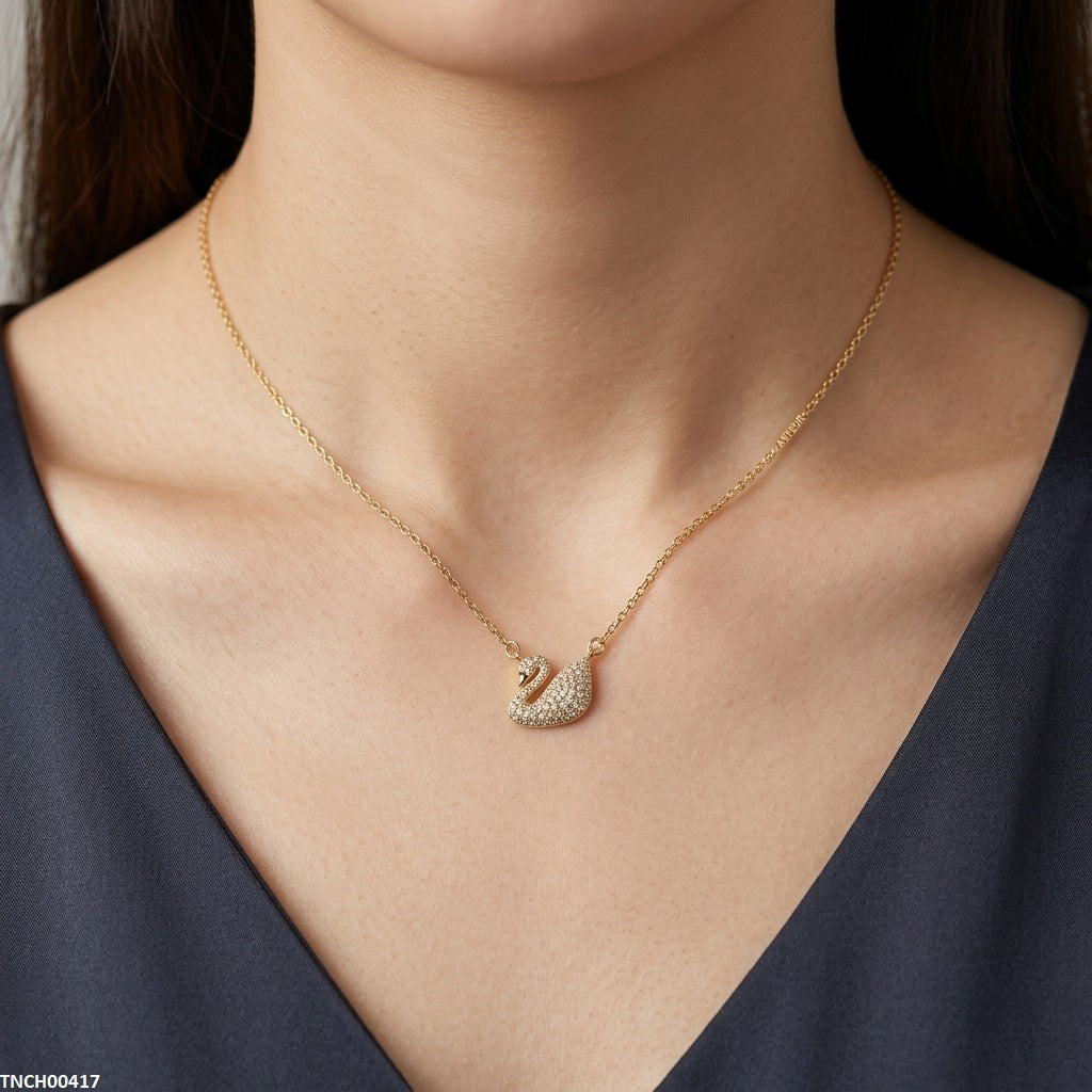 TNCH00417 TNR Stainless Steel Zircon Duck Necklace  - TNCH