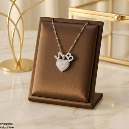 TPSH00991 TNR Stainless Steel Zircon Heart Pendant - TPSH