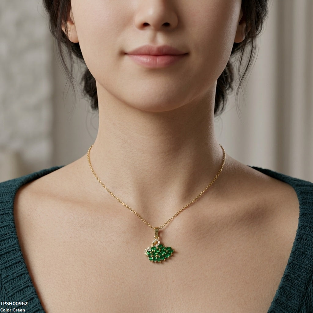 TPSH00962 TNR Stainless Steel Zircon Duck Pendant - TPSH