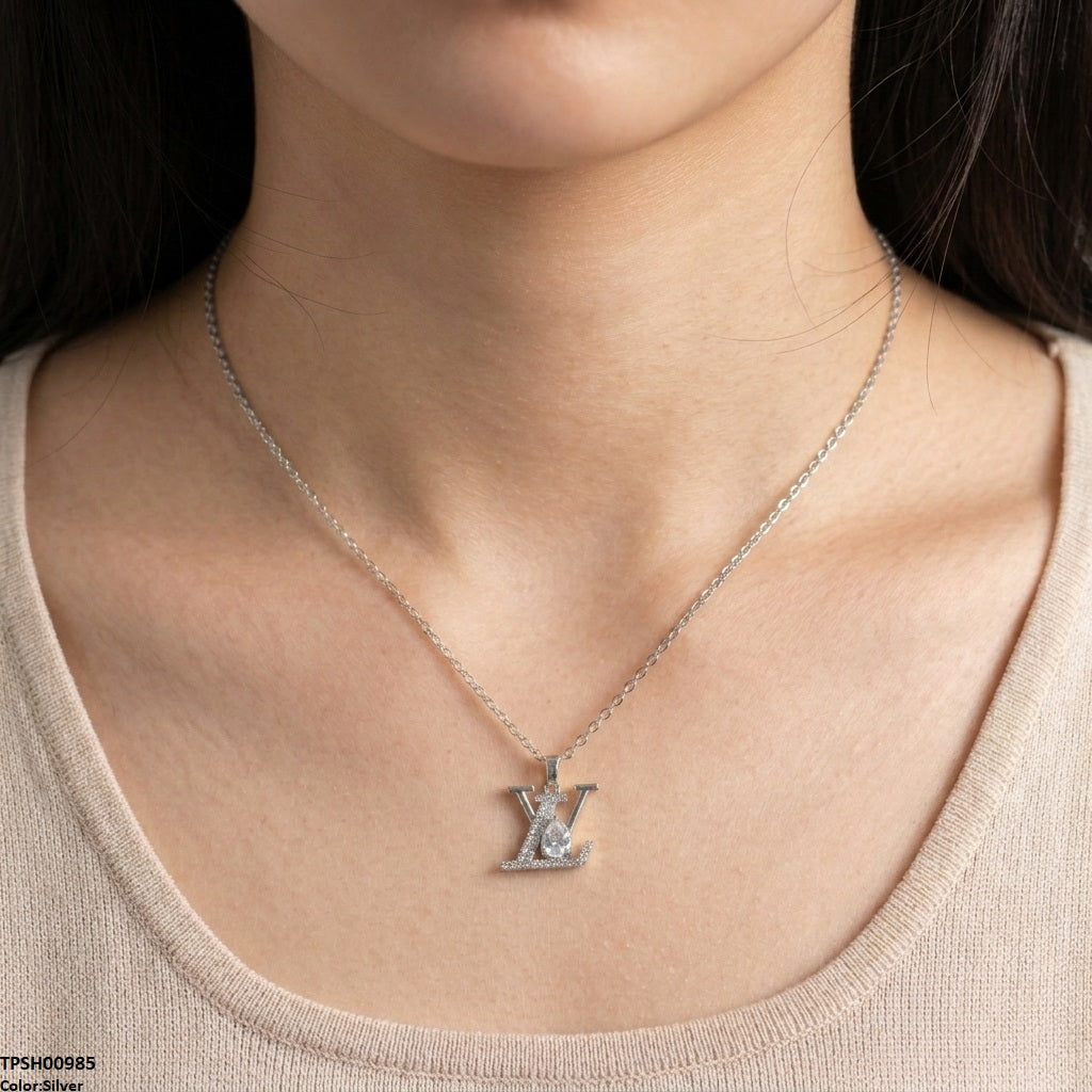 TPSH00985 TNR Stainless Steel Zircon Tear Pendant - TPSH