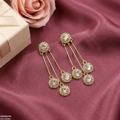 CEDH00755 ZHL Three Round Layeard Drop Earrings - CEDH