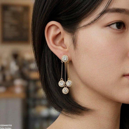CEDH00755 ZHL Three Round Layeard Drop Earrings - CEDH