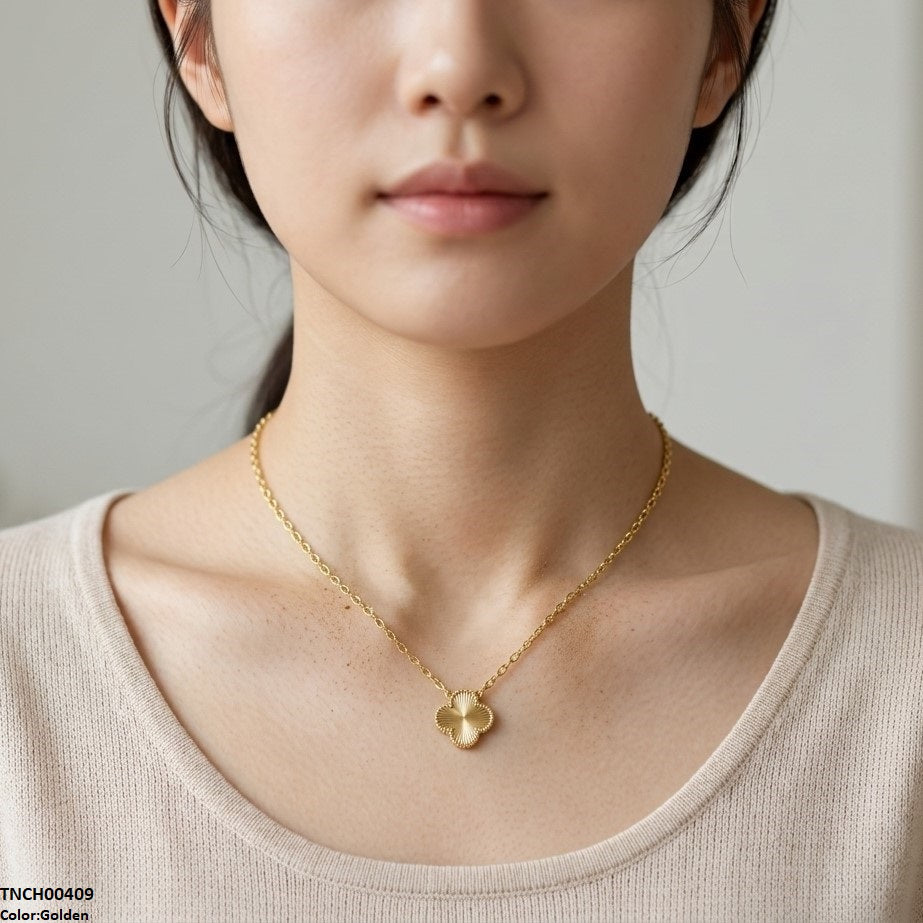 TNCH00409 TNR Stainless Steel Zircon Flower Necklace  - TNCH