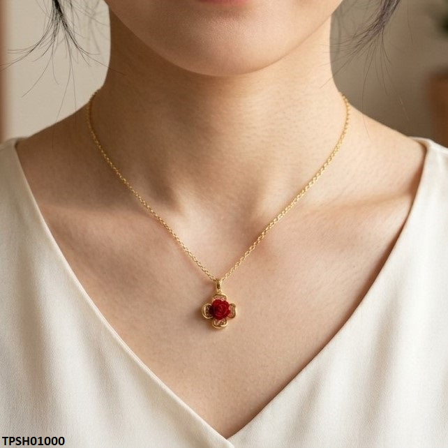 TPSH01000 TNR Stainless Steel Zircon Rose Pendant - TPSH